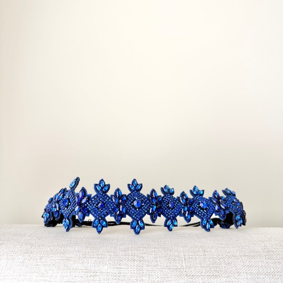 Vintage Luxe Handmade Deepa Gurnani Beaded Rhinestone Headband renaissance fair - Picture 3 of 5